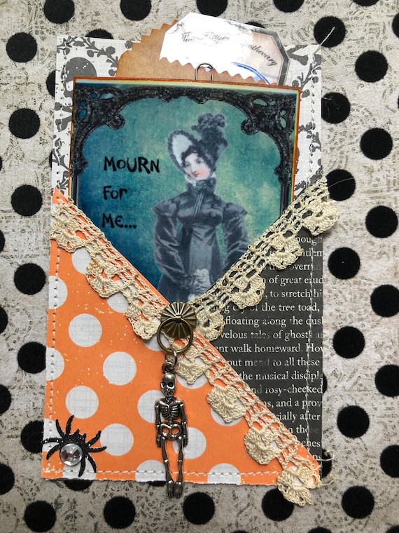 Halloween Pocket/Sewn/Halloween Journals/Halloween Scrapbooking/Halloween Decor/Handmade/Lots of Details