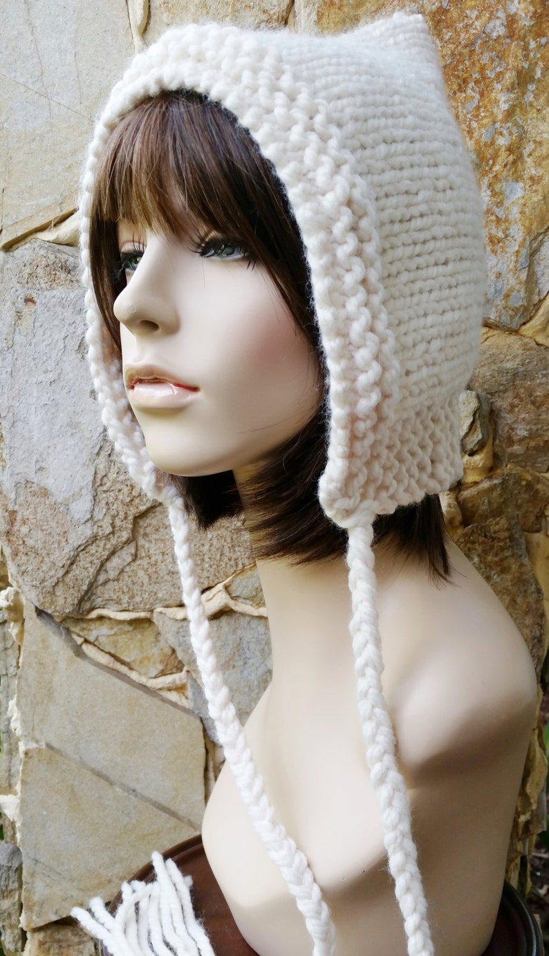 Hand knit hood hat womens hood hat womens accessories knitted Etsy