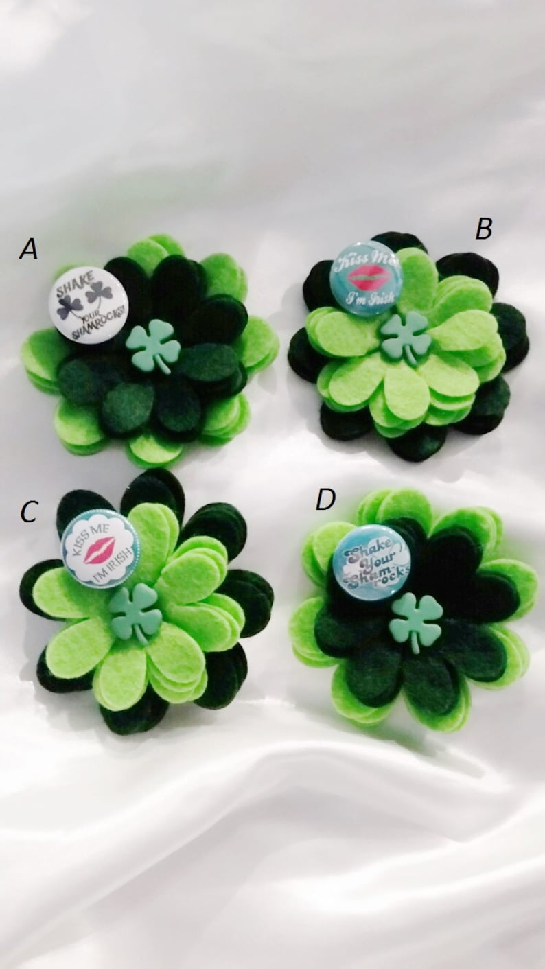 photo prop saint Patrick/'s Day st patty/'s day accessories ~ Boxer Friends Rescue felt flowers ~ Felt dog collar flower made to order