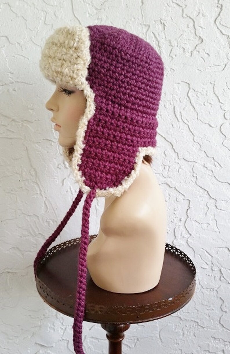 Hand crochet russian trapper bomber aviator Hat men women hat Etsy
