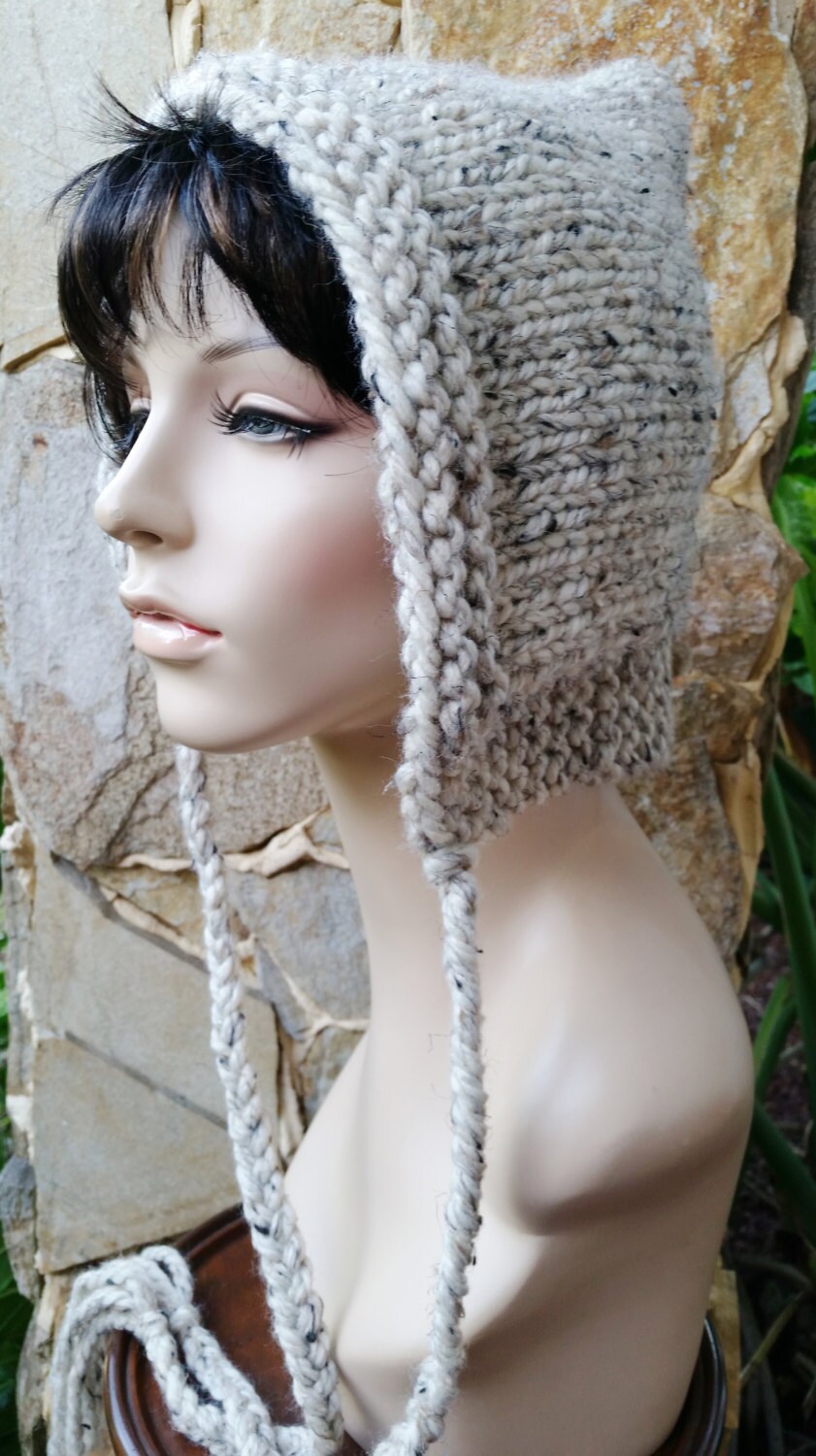 hand knit hood hat womens hood hat womens accessories knitted Etsy