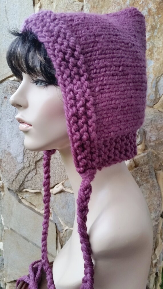 hand knit hood hat womens hood hat womens accessories knitted Etsy