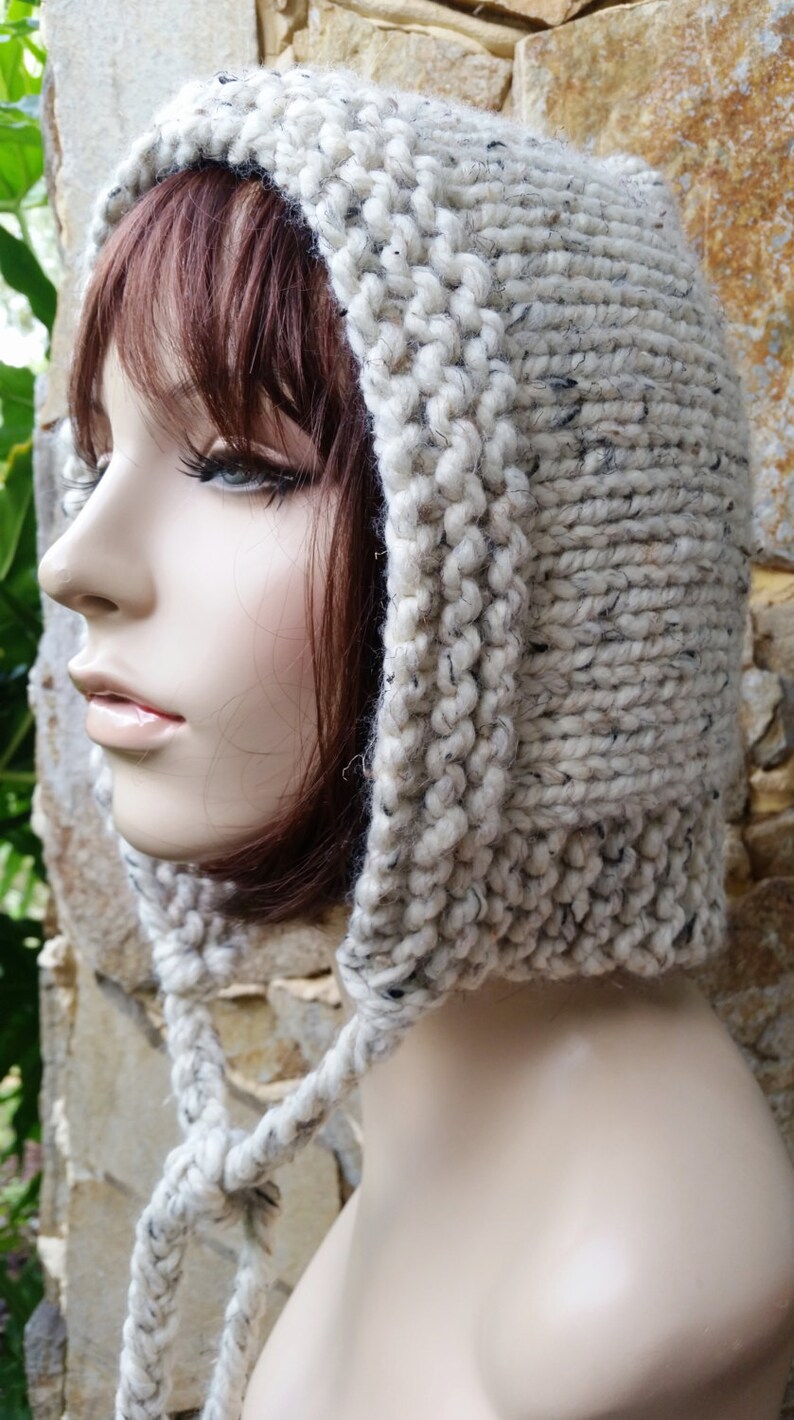 Hand knit hood hat womens hood hat womens accessories knitted Etsy