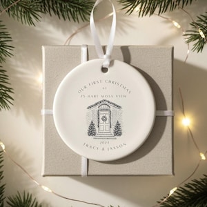 First Christmas in New Home Ornament 2025 – Personalised House Portrait Bauble, Custom First Home Keepsake Gift Tree Decoration