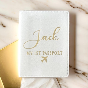 Personalisierte meine erste Passhülle & Gepäckanhänger Reiseset Geschenk, Kinder Urlaub Kofferanhänger, Baby Jungen mein 1