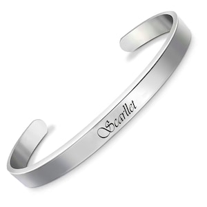 Custom Stainless Steel Cuff Bracelet | Adjustable Personalized Bracelet for Men and Women | Engraved Gift for Him or Her