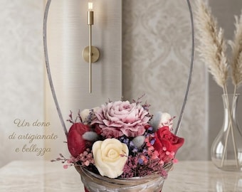 Handmade Soy Wax Flower Bouquet with Amber Vanilla Scent, Original Artisan Gift for Her