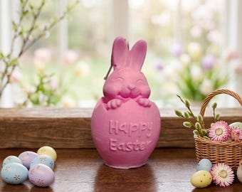 Handmade Easter Bunny in an Egg Candle - Lotus Flower Fragrance - Scented Easter Gift - Handmade in Italy