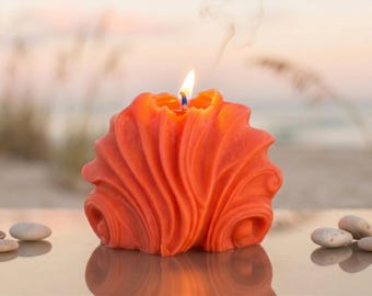 Handmade Sea Shell Mango Candle, Marine Decor, Interior Design Candle - Unique Gift Idea - Natural Soy Wax