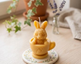 Natural Olive Wax Bunny Candle, Handmade Easter Gift, Vegan Easter Decoration, Made in Italy Centerpiece