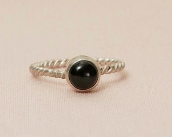Black Onyx Stone Ring, SAMPLE SALE, Onyx and Silver Ring, Ready to Ship in Size 6-1/2, Black Stone Ring