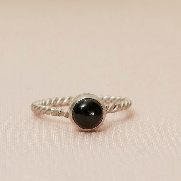 Black Onyx Stone Ring, SAMPLE SALE, Onyx and Silver Ring, Ready to Ship in Size 6-1/2, Black Stone Ring