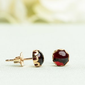 Garnet Stud Earrings, Red Post Earrings, Garnet 5MM Studs, Garnet 6MM Studs, January Birthstone, Red Garnet Studs, January Earrings image 1