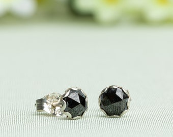 Black Diamond Stud Earrings, Black Diamond Post Earrings, Diamond and Sterling Silver Studs, 1 ct Diamonds, Diamond Post Earrings