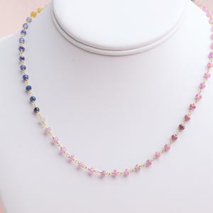 Sapphire Necklace, Multicolored Sapphire Necklace, September Birthstone Necklace, Sapphire Rosary Necklace