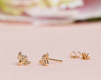 Little Bee Stud Earrings, Tiny Goldplated Bee Studs, Gold or Rose Gold Simple Tiny Silver Bumble Bee Post Earrings, Honey Bee Stud Earrings