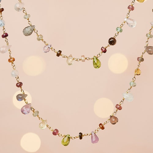 Multi-gemstone Necklace in 14k GF or 
