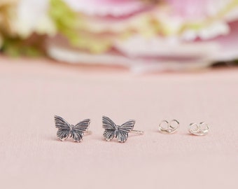 Butterfly Stud Earrings, Silver Butterfly Studs, Simple Silver Post Earrings, Gifts for Women, Gifts for Girls, Butterfly Studs