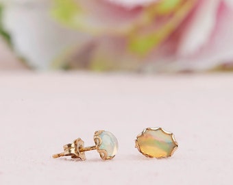 Opal Stud Earrings, Opal Post Earrings, 5x7mm Oval Opal Earrings, October Birthstone, October Jewelry, Bridal Jewelry, Ready to Ship