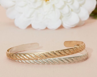 Patterned Cuff Bracelet (1), 14k Gold Filled or Sterling Cuff Bracelet, Rope Pattern Cuff, Silver Cuff Bracelet