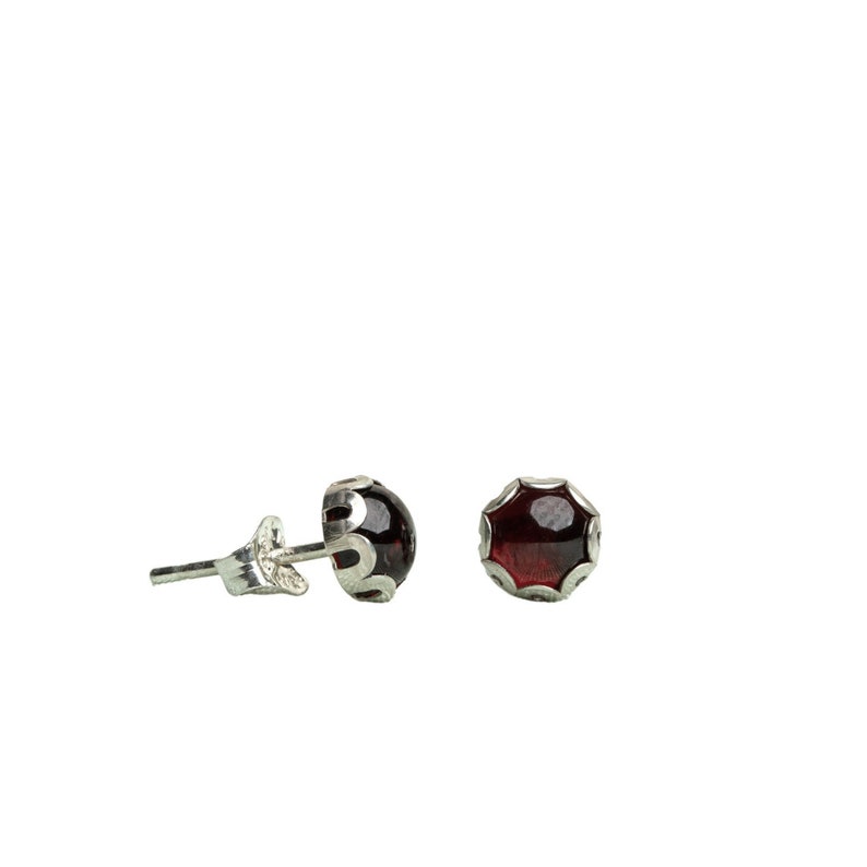 Garnet Stud Earrings, Red Post Earrings, Garnet 5MM Studs, Garnet 6MM Studs, January Birthstone, Red Garnet Studs, January Earrings image 10