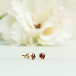 Garnet Stud Earrings, Red Post Earrings, Garnet 5MM Studs, Garnet 6MM Studs, January Birthstone, Red Garnet Studs, January Earrings image 6