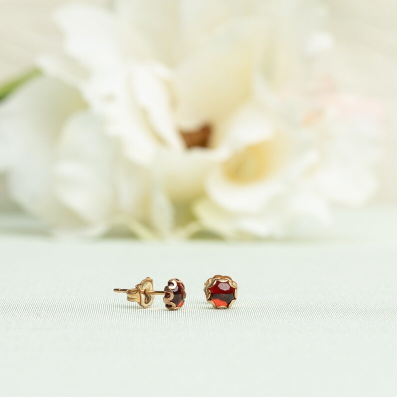 Garnet Stud Earrings, Red Post Earrings, Garnet 5MM Studs, Garnet 6MM Studs, January Birthstone, Red Garnet Studs, January Earrings image 6