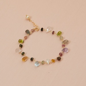 Multi-gemstone Bracelet with Tourmaline, Blue Topaz, Peridot, Moonstone, Amethyst image 5