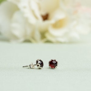 Garnet Stud Earrings, Red Post Earrings, Garnet 5MM Studs, Garnet 6MM Studs, January Birthstone, Red Garnet Studs, January Earrings image 9