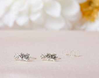 Flower Stud Earrings, Simple Silver Post Earrings, Silver Flower Studs, Ready to Ship, Minimal Jewelry, Flower Studs, Flower Posts