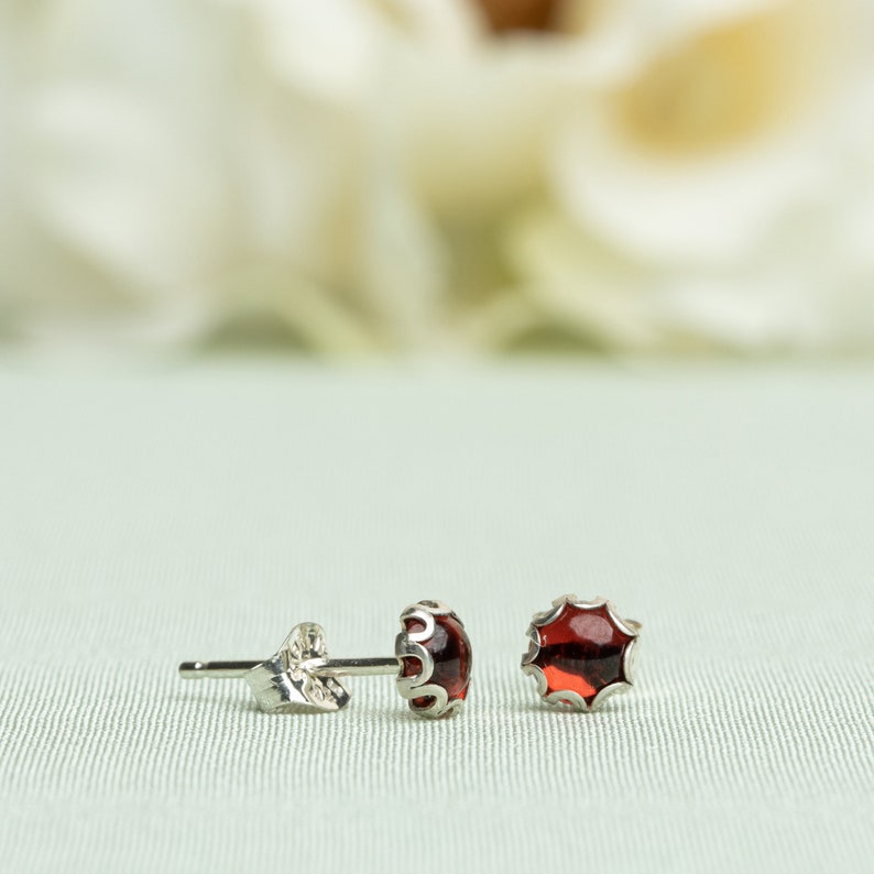 Garnet Stud Earrings, Red Post Earrings, Garnet 5MM Studs, Garnet 6MM Studs, January Birthstone, Red Garnet Studs, January Earrings image 8