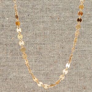 Gold Sequin Chain Necklace, Gold Disk Necklace, Minimalist Necklace, Gold Filled Coin Chain, Holiday Gifts for Her image 2