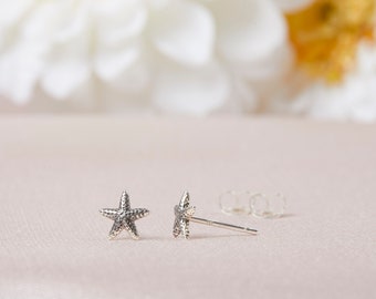 Starfish Stud Earrings, Sterling Silver Starfish Studs, Simple Silver Starfish Post Earrings, Beach Inspired Jewelry, Starfish Studs