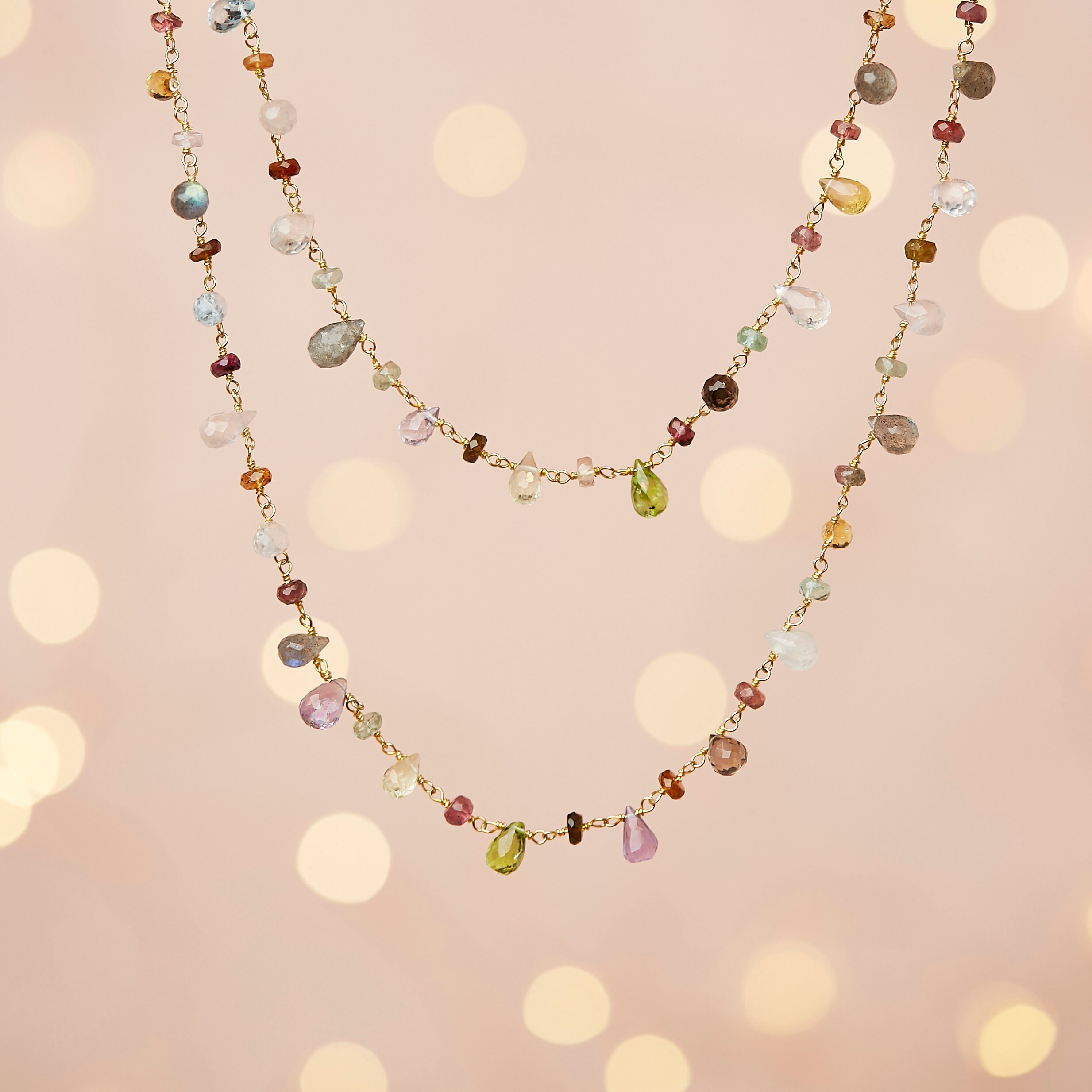 Multi-gemstone Necklace in 14k GF or 