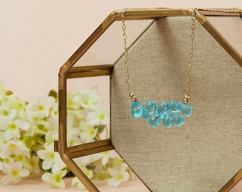Swiss Blue Topaz Gemstone Necklace, Blue Topaz Necklace,  Holiday Gifts for Her, Blue Gemstone Necklace