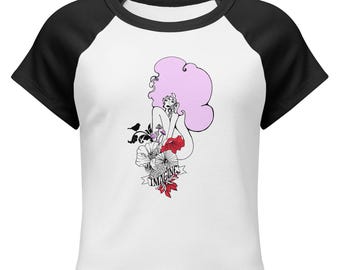 Pink-haired Beauty with Flowers - Original Illustration on baby tee