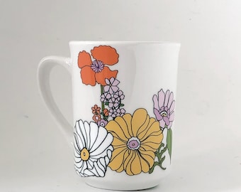 Garden Party Retro Floral Stoneware Mug