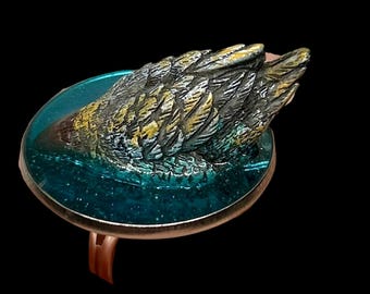 The Dipping Duck Ring: Handmade, Adjustable, Silver Plated, Pet, Bird, Jewellery, Gift Boxed, Miniature