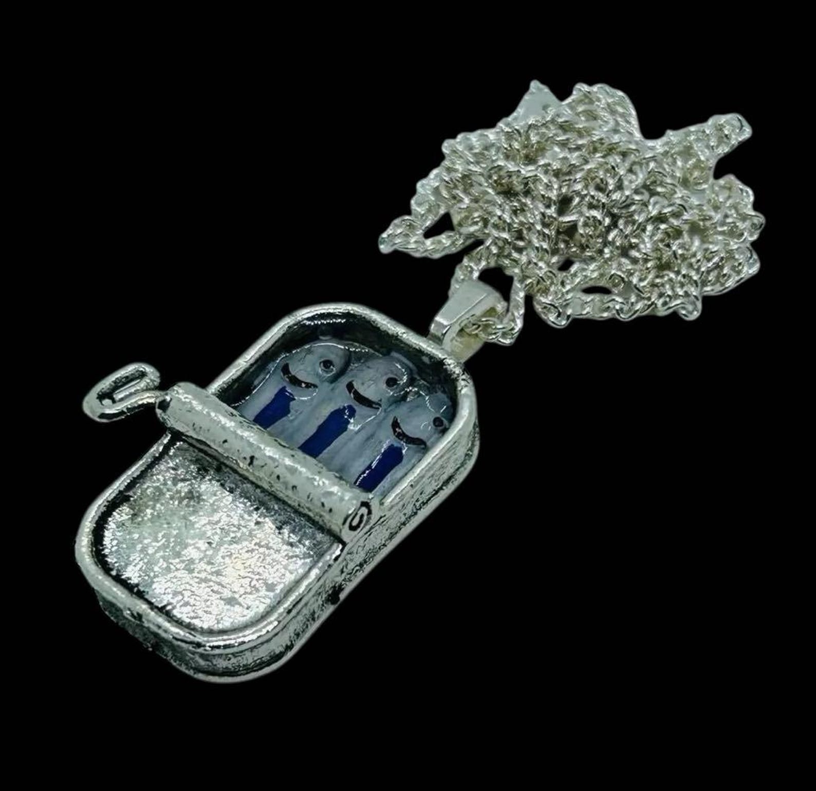 Sardine Tin Necklace - Miniature, Can, Ocean, Sea, Fish, Food, Pendant ...