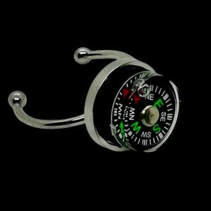 Mini arbetskompassring - justerbar, unik, handgjord, äkta, orientering, vandring, tur, resa, expedition