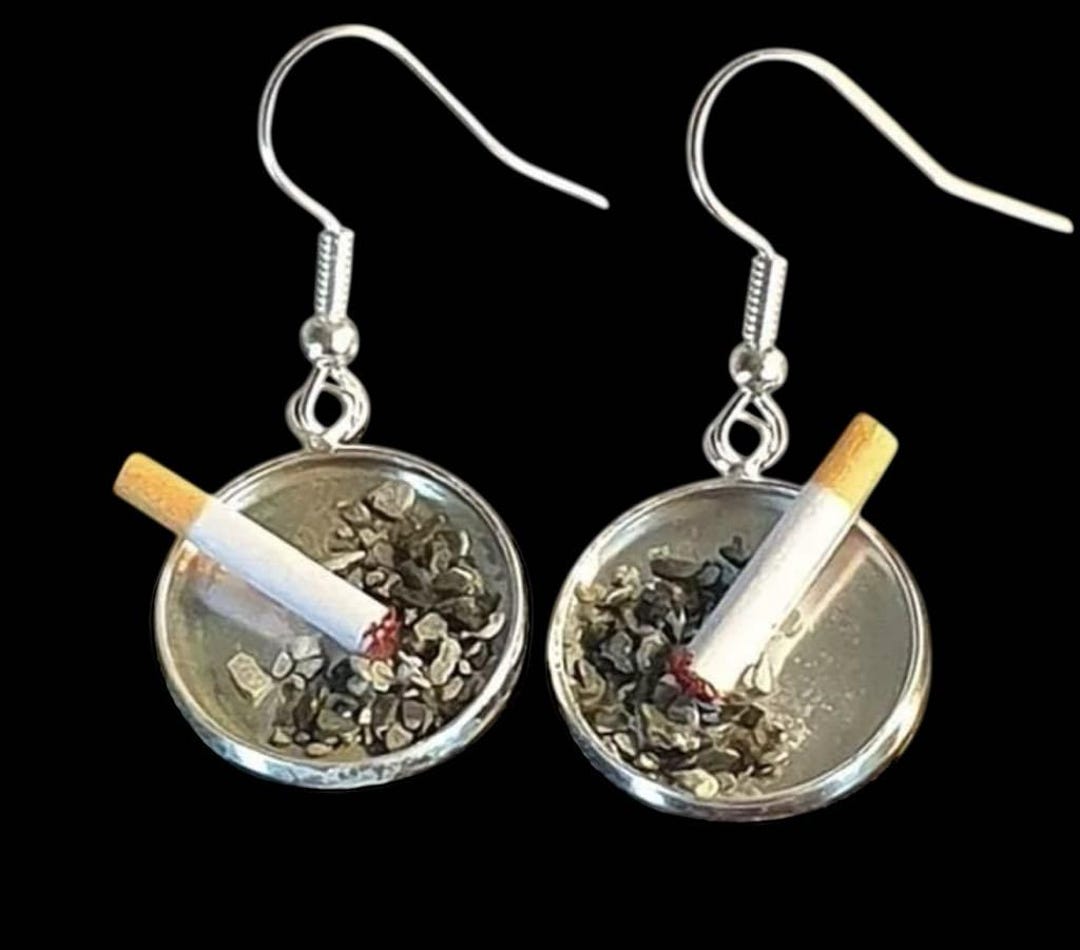 Brincos de cigarro e cinzeiro miniatura, joias, fumante, fumar