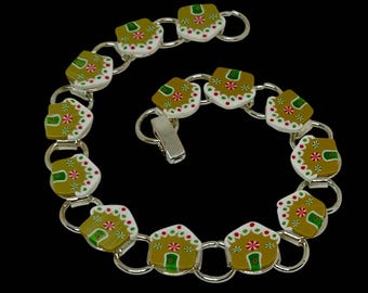 Gingerbread House Bracelet - food, jewelry, jewellery, Christmas, biscuit, ginger, candy, handmade,  gift boxed