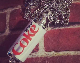 Diet Cola Soda Can Necklace - mini, drink, miniature, jewelry, pendant, mini, unisex, gift bag