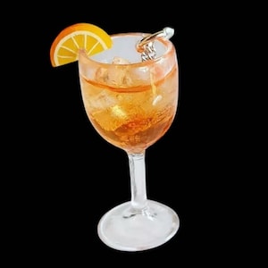 Aperol Spritz Cocktail Necklace: Miniature Drink Pendant, Gift Boxed