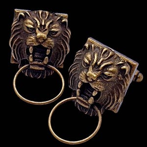 Lion Door Knocker Cufflinks - cuffs, vintage style, gift boxed,