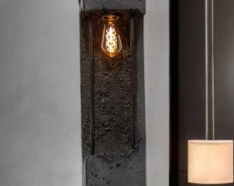 Retro Glow - 360 graden industriële design betonnen lamp met vintage Edison-lamp en zichtbare wapening