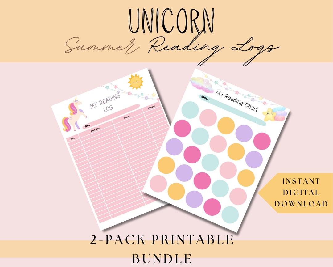 Summer Reading Log for Kids Reading Log Unicorn Summer Reading Tracker ...