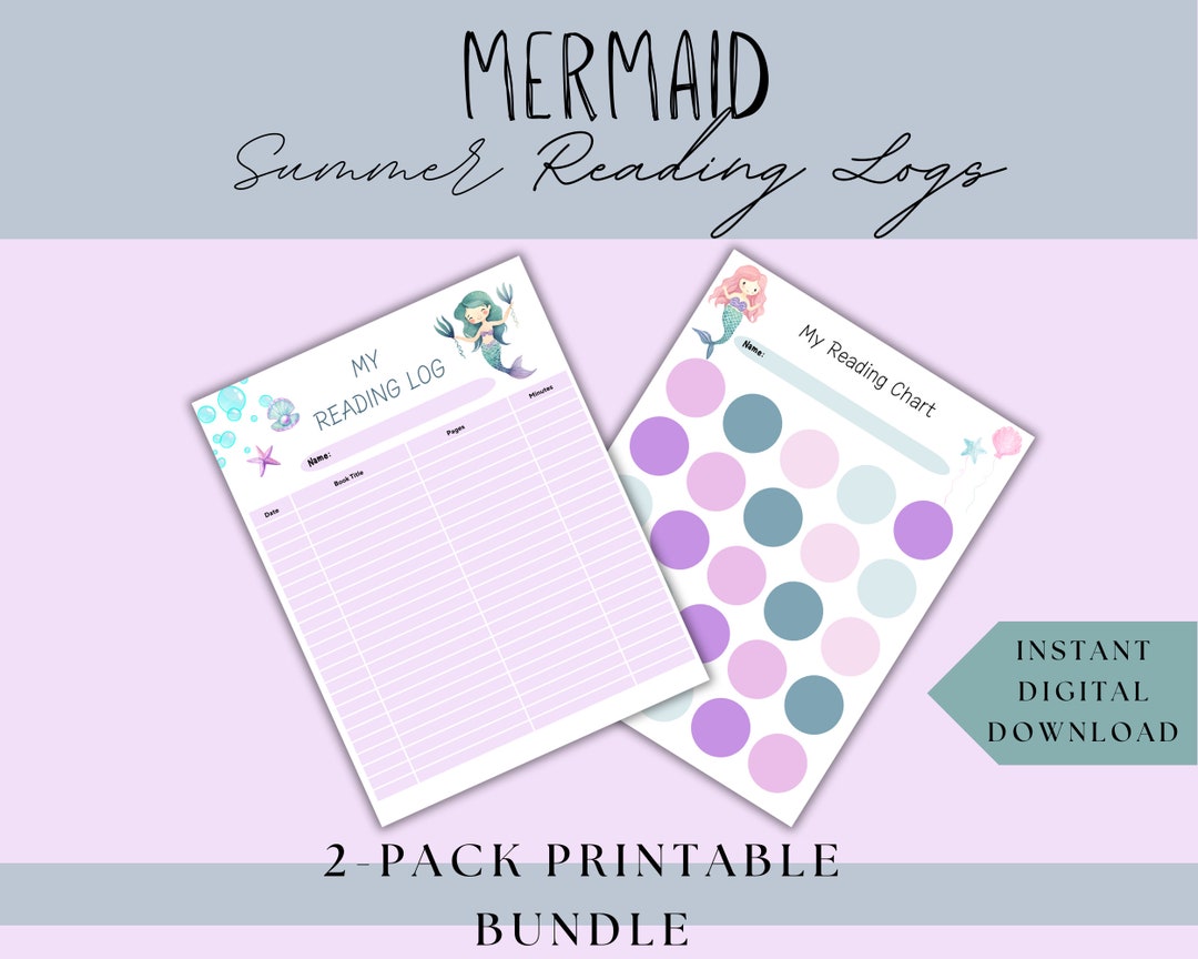 Summer Reading Log for Kids Reading Log Mermaid Summer Reading Tracker ...