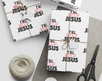 Hojas de papel de regalo divertidas de Jesús, 1 pieza