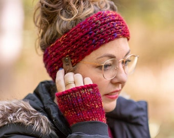 Knit Headband and Fingerless Glove Set, Winter Knits, Luxury Knits, Winter Earmuffs, Cozy Knits Gift Set